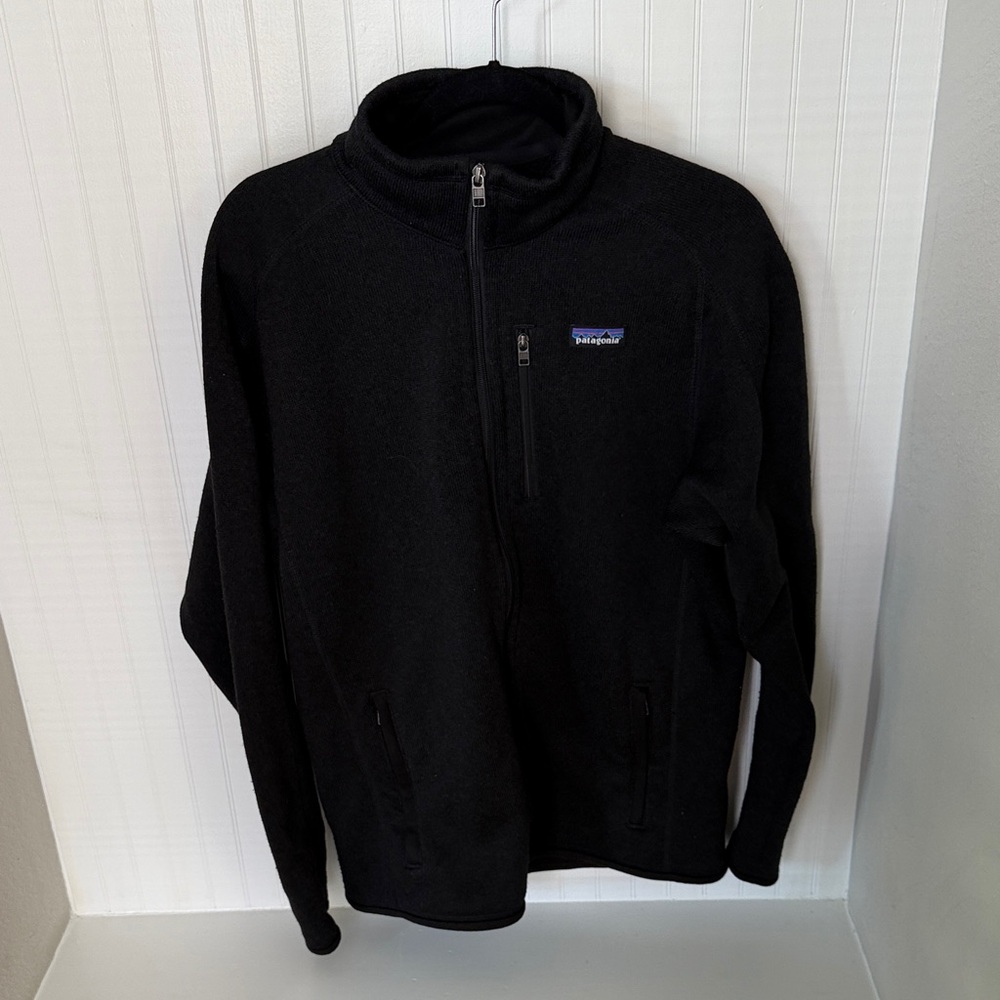 Patagonia Men's Large Black Full-Zip Stand Collar Fleece, Brand New W/Out Tags